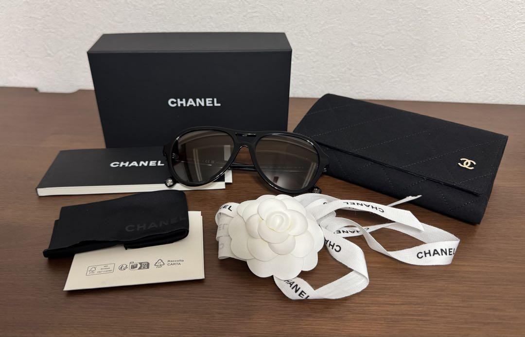 CHANEL Pilot Shape Black Sunglasses for Men & Women