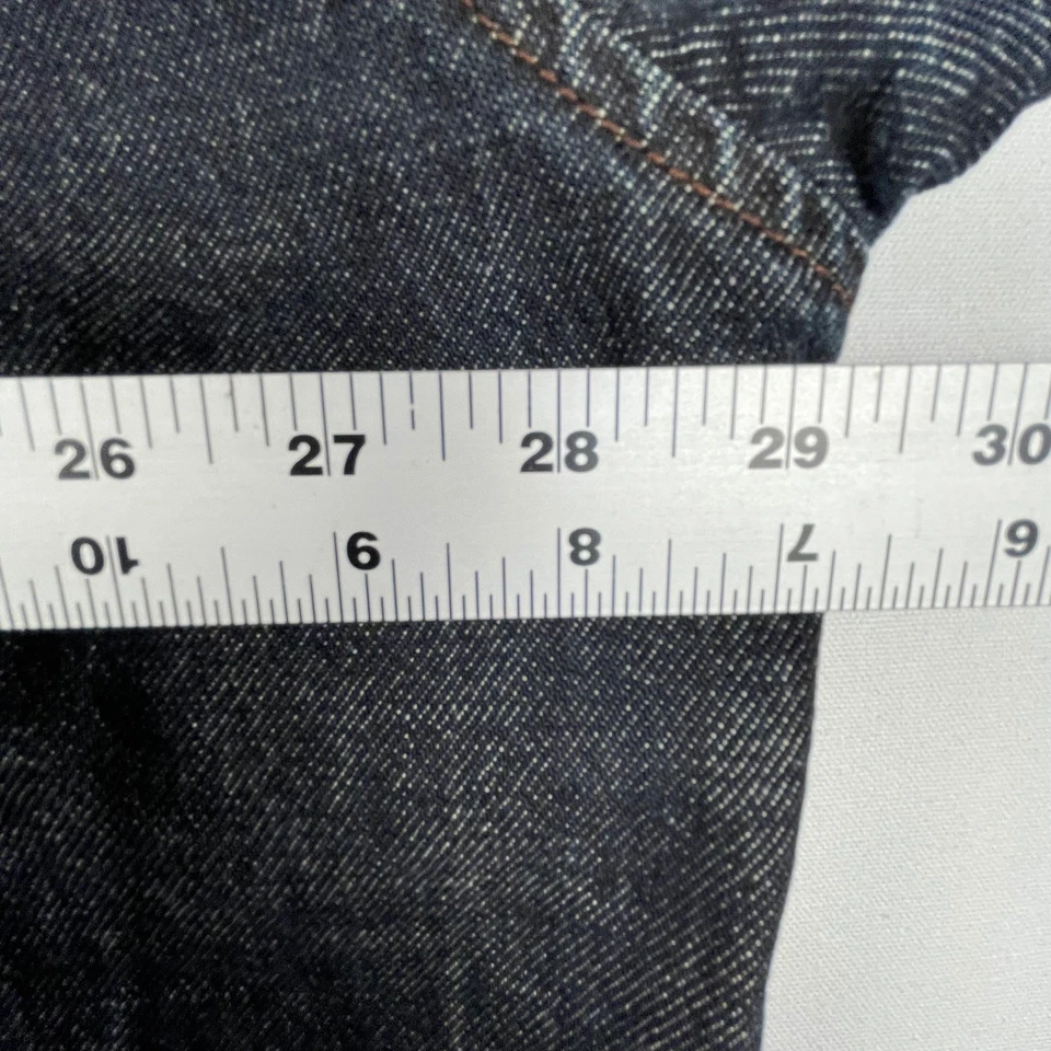 Jaqueta jeans Mecca EUA botão frontal lavagem escura streetwear hip hop folgada Y2K XXXL - Imagem 4 de 4
