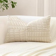 Set of 1 Decorative Throw Pillow Cover Soft 20" x 12" Pack of 1 Beige