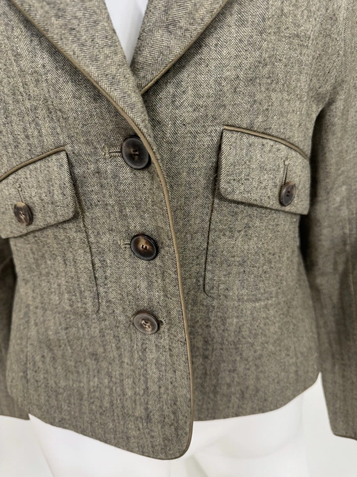 Chaqueta Blazer Oscar de la Renta Cachemira Neutro Marrón Topo Beige US8 Se Ajusta a S/M Foto 4 de 4