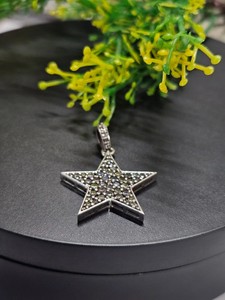 Authentic Star 5 Point Pendant 1.50Ct Round Cut Certified Moissanite 14K White Gold Plated