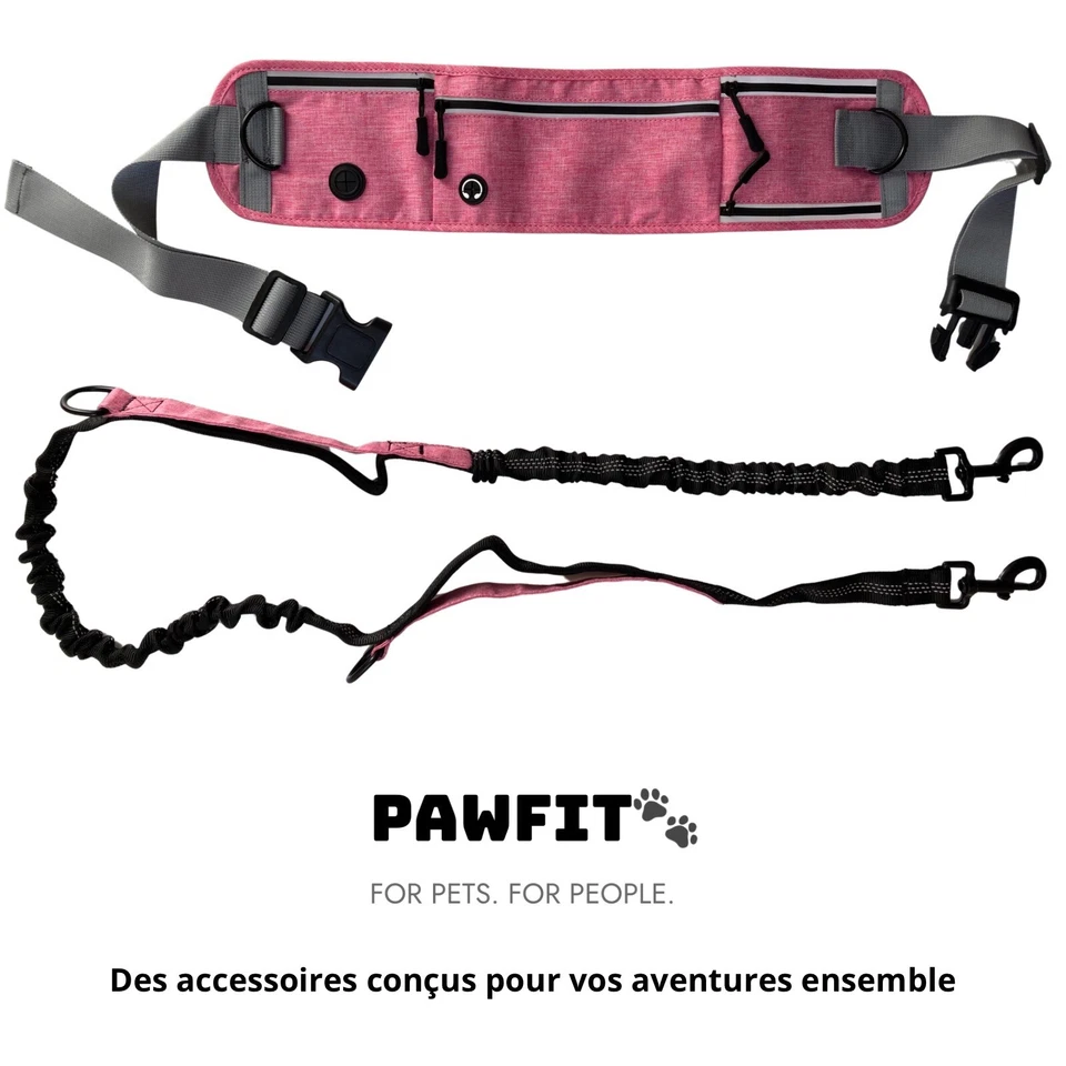 Laisse Mains Libres Chien Ceinture Réglable Elastique Anti-Traction Canicross - Photo 1/4