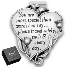 Heart-Shaped Visor Clip Car Visor Medal Accessories Bless Driving Safety Pray...