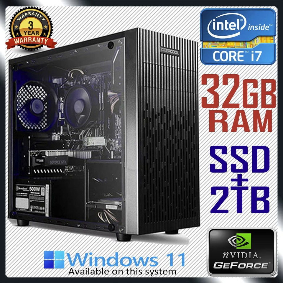 Intel Core I7 Gaming PC NVidia GeForce Computer 32GB RAM SSD 2TB S L960 