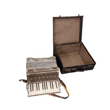 Vintage Milani Piano Accordion - 12 Bass - White Pearloid w/ Original Case