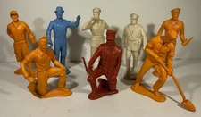 Lot of 8 Vtg. Auburn Rubber Civilian Figures Police Lineman Worker Farmer