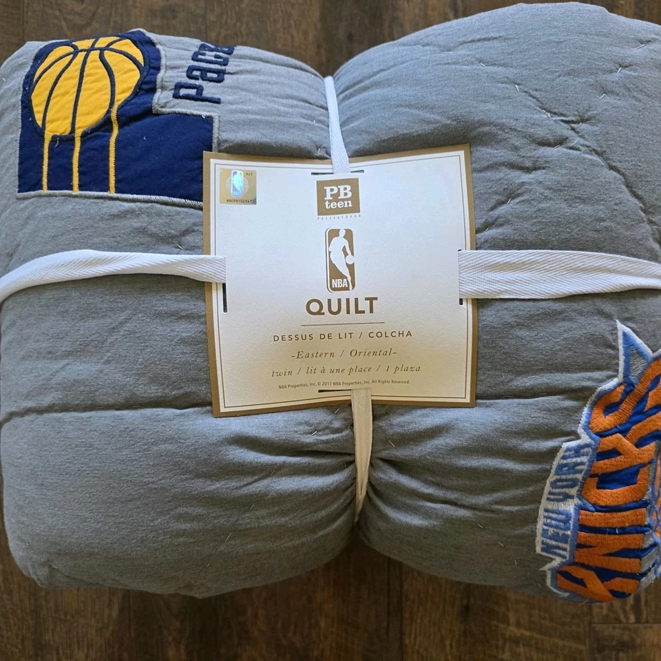 Pottery Barn Teen NBA Eastern Conference Grey Quilt TWIN Patches 68”x86” TWIN XL - Image 4 of 4