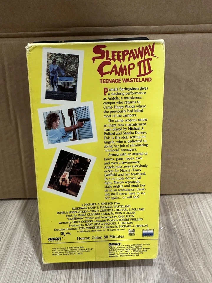 Sleepaway Camp III 3 Teenage Wasteland 1989 VHS Rare Springsteen Horror Slasher - Image 2 of 2