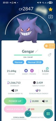 Gengar ( Caught In 2018 ) ( Maxed Level 40 ) ( 3 Moves ) Pokemon Tr@de Go