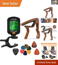 360 Degree Rotatable Guitar Tuner and Capo Set with Celluloid Picks