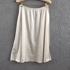 Vintage 80s Vanity Fair Half Slip Skirt Medium Cream Nylon Antron III Lace Trim