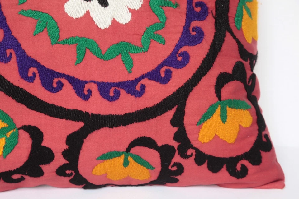 Ethnic Suzani  Cushion , Authentic Embroidered Vintage pillow,Boho throw pillow - Image 3 of 4