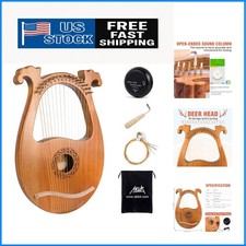 Elegant 16-String Lyre Harp with Mahogany Body Black Gig Bag - Portable Design