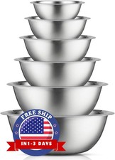 Juego 6 Bowls Mezcla Acero Inoxidable Apilables Cocina Hornear Preparar NUEVO