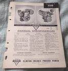 Vintage General specifications  Clinton Series 3100 Gem engine dated 1966