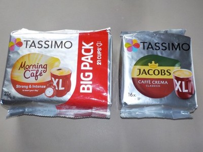2 Packungen Tassimo Morning Cafe XL & Caffee Crema XL 37 Port. NEU MHD 03 / 26