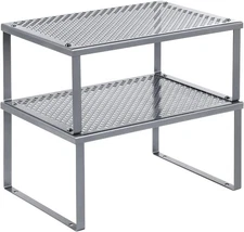 2 metal spice racks, stackable, expandable, silver