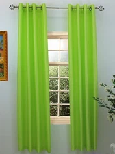 2 Panels Solid Grommet Semi Sheer Faux Silk Window Curtain Drapes Treatment i...