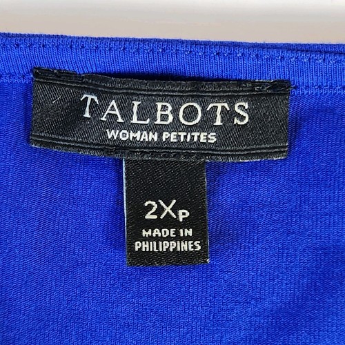 Talbots Womens Stretch Knit Jersey Sheath Dress Size 2XP Blue Draped Lagenlook - Picture 5 of 14