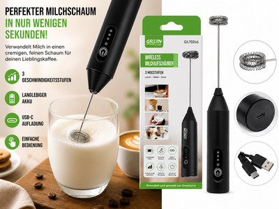 Electric Milk Frother Handheld USB Rechargeable Foam Maker Mixer Whisk Black