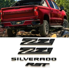 4pc 2019-2024 Chevrolet Silverado RST Z71 Emblem Nameplate Badge Kit Matte Black