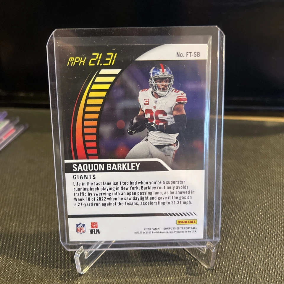 2023 Panini Donruss Elite Full Throttle Blue /25 Saquon Barkley #FT-SB Card PWE - Image 2 of 2