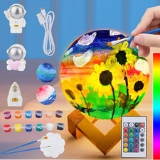 16 Colors Rechargeable Paint Your Own Moon Lamp Kit Diy Night Light Arts & Craft