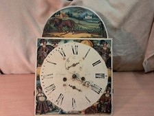 Antique Longcase Clock Movement & Painted Dial William Ingram Ayr - Four Seasons
