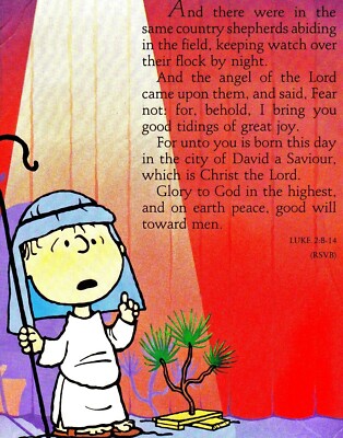 Linus tells Charlie Brown the Meaning of Christmas Luke 2:8-14  -  8x10 PRINT