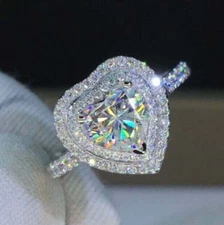 Silver Plated Gorgeous Ring Gift Ring For Her 2 CT Heart CZ Women Promise Ring