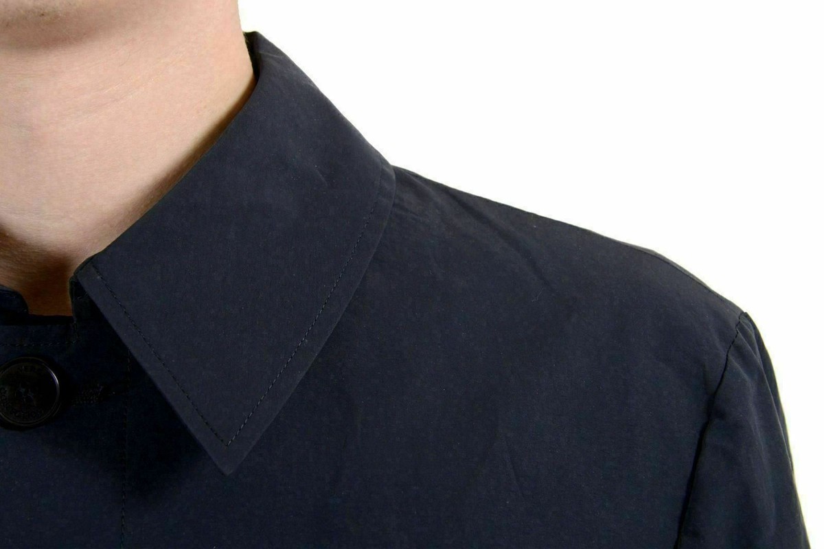 Versace Collection Men's Navy Blue Button Up Pea Coat US S/M IT 48