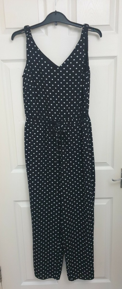 Bonmarche Black White Polka Dot Jumpsuit Size 10 UK