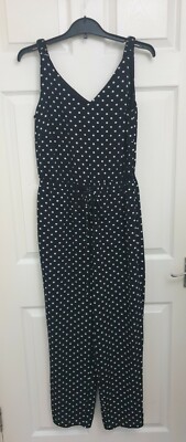 Bonmarche Black White Polka Dot Jumpsuit Size 10 UK
