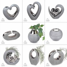 Formano Vase Teelichthalter Eule aus Keramik Nature silber