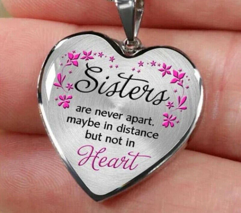 Heart Quote Silver Necklace for Sisters