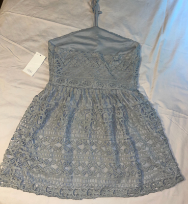 tobi crochet dress TOBI SAGE color CROCHET HALTER DRESS/SIDE ZIPPER polyester NWT