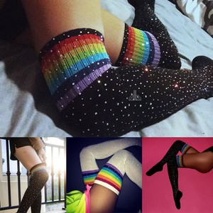 sequin thigh high socks