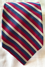 Brooks Brothers Makers 100% Silk Stripe Red Blue Striped Tie. Made In USA. 3.75"