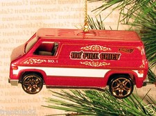 FIRE CHIEF VAN Truck CHRISTMAS ORNAMENT Red/White rare XMAS