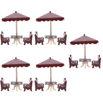  5 Sets Puppenhaus-Miniatur-Parkbank, Mini-Gartenterrasse, Parkstuhl,