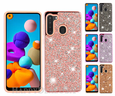 For Samsung Galaxy A21 Diamond ShockProof Dual Layer Rugged Cover Case 