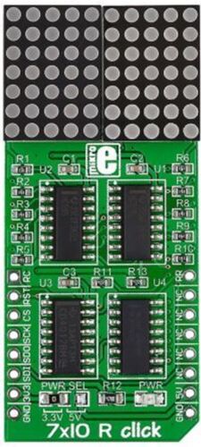 MikroElektronika MIKROE-1993, 7x10 Red LED Matrix Display mikroBus Click Board - Zdjęcie 1 z 2