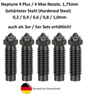 Elegoo Neptune 4 Plus / 4 Max, Gehärteter Stahl Düse, 0,2-1,0mm, als 3/5er Sets!