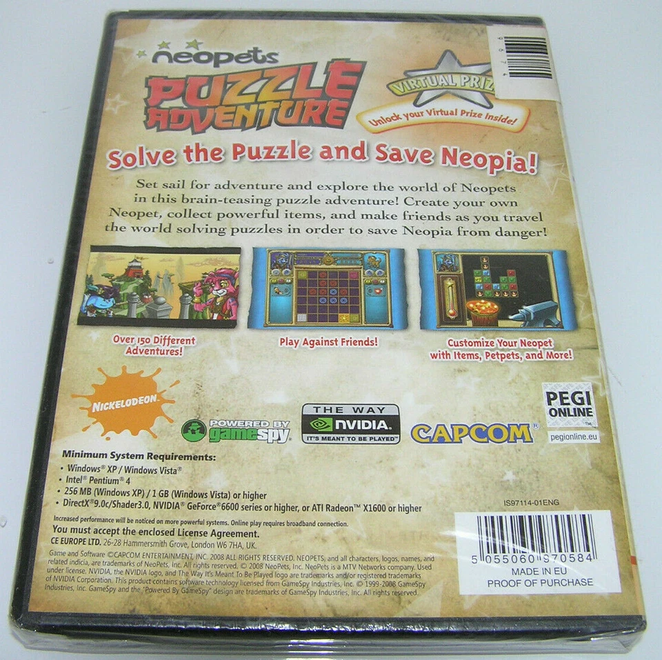 Neopets Puzzle Adventure European Version (PC, 2008) XP/Vista New & Sealed Game - Image 2 of 3