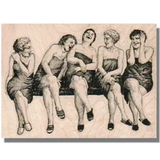 Wood Rubber Stamp, Laughing Ladies, Friends, Lady Stamp, Woman Stamp, Beach, Fun
