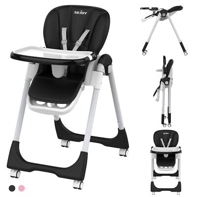 High Chair for Baby &Toddlers Foldable Highchair w/Adjustable