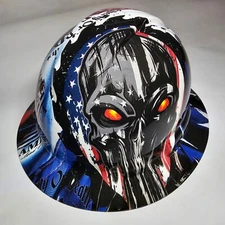 full brim VENTED hard hat custom hydro dipped IN LIBERTY OR DEATH  PUNISHER USA