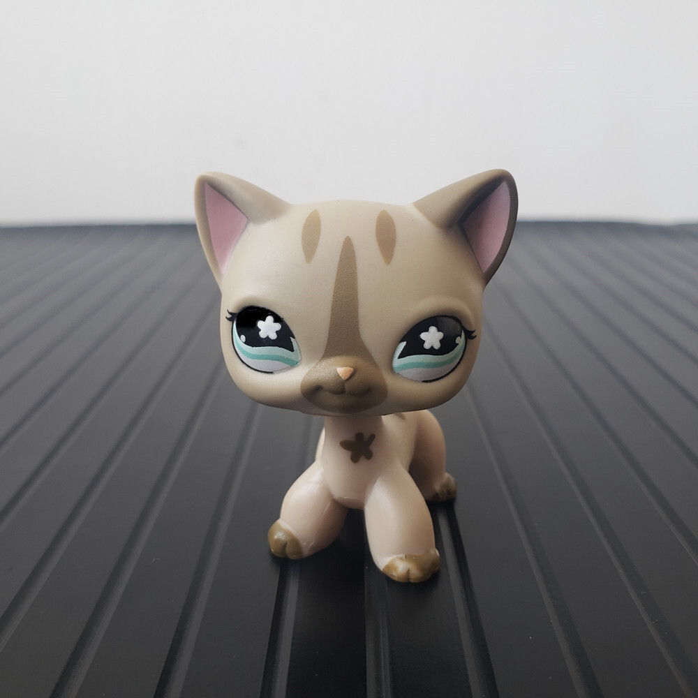 Mini Littlest Pet Shop LPS Toy #468 Short Hair Cat Rare Grey