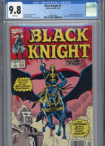 BLACK KNIGHT #1 MT 9.8 CGC WHITE PAGES ORIGINAL BLACK KNIGHT RETURNS BUCKLER COV
