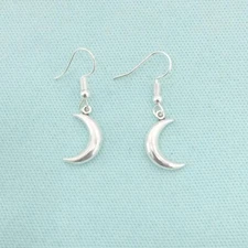 Beautiful Reversible Moon Charm Antique Silver Dangle Earrings.